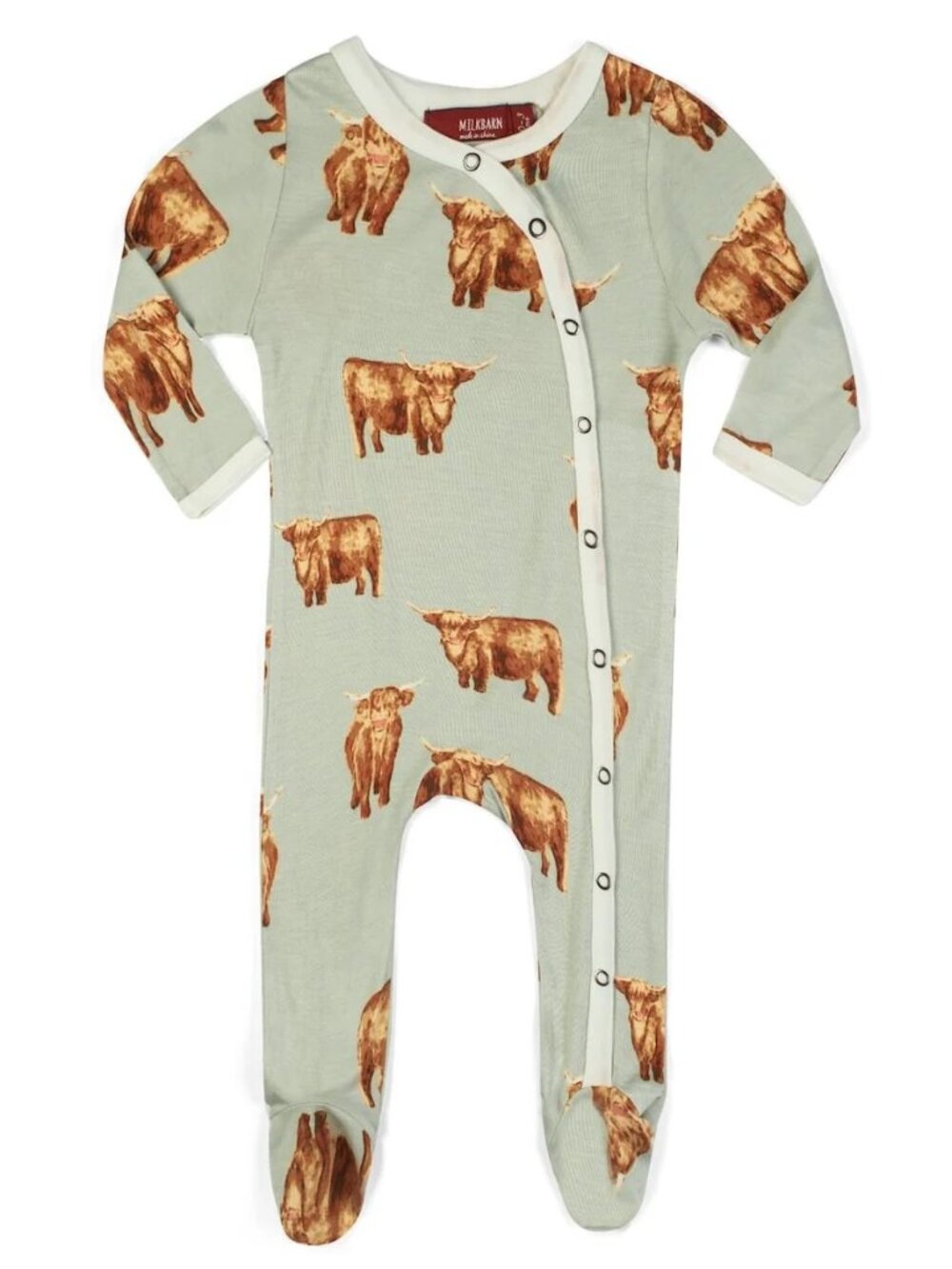 Milkbarn Bamboo Snap Footed Romper - Highland Cow